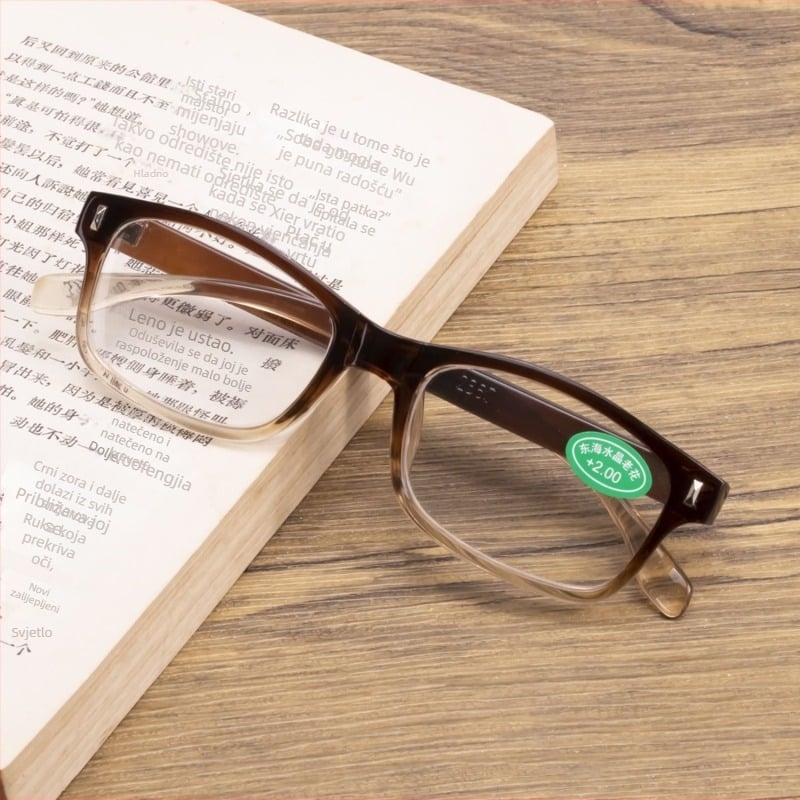 Naočale za čitanje s plastičnim okvirom, puni okvir, kvadratni dizajn, staklene leće, model 207.