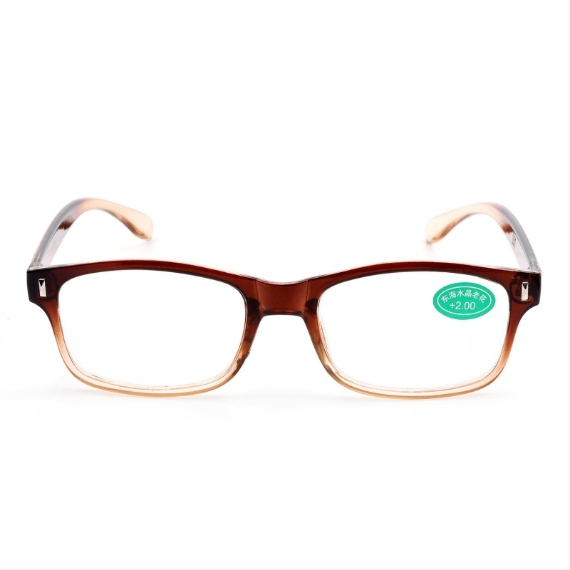 Naočale za čitanje s plastičnim okvirom, puni okvir, kvadratni dizajn, staklene leće, model 207.