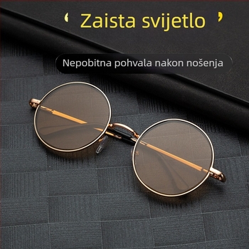 Naočale za čitanje, kružnog metalnog okvira, puni okvir, staklene leće, ljeto 2023 izdanje