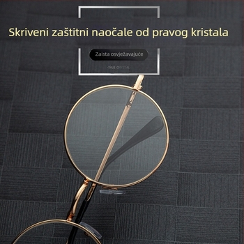 Naočale za čitanje, kružnog metalnog okvira, puni okvir, staklene leće, ljeto 2023 izdanje