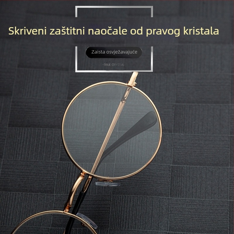 Naočale za čitanje, kružnog metalnog okvira, puni okvir, staklene leće, ljeto 2023 izdanje