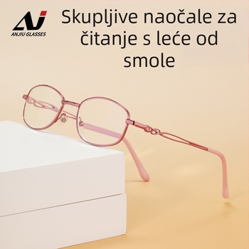 Presbiopijske naočale za čitanje, unisex, leće od smole, protiv plavog svjetla, metalni okvir, sklopive i prijenosne