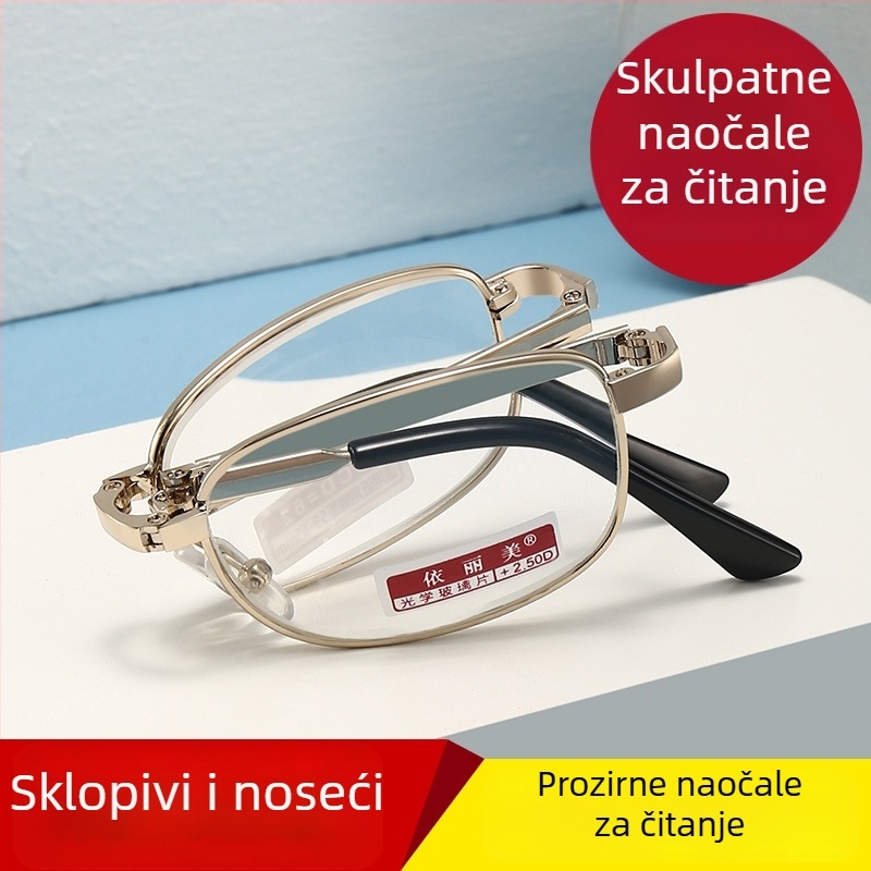 Naočale za čitanje – sklopive, asferične staklene leće, metalni/TR okvir, puni okvir