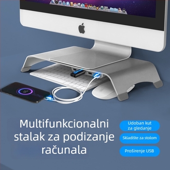 Libor aluminijska legura stolni podizač za laptop i monitor, kompatibilan s YZ62, težina 1250 g