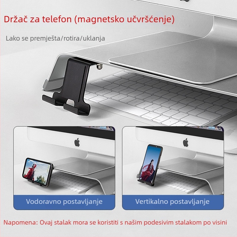 Libor aluminijska legura stolni podizač za laptop i monitor, kompatibilan s YZ62, težina 1250 g