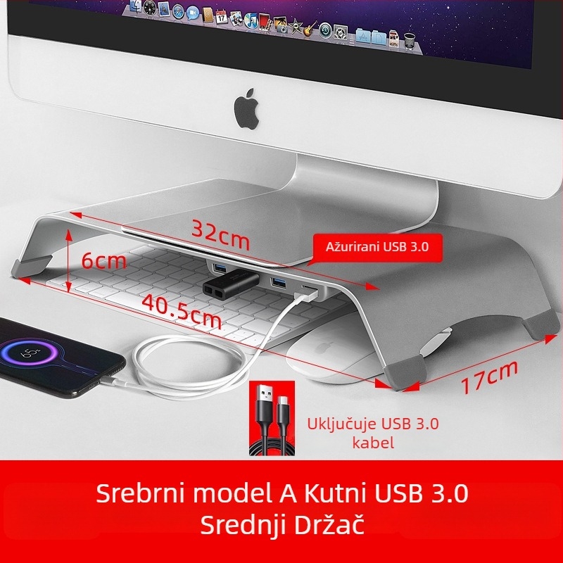 Libor aluminijska legura stolni podizač za laptop i monitor, kompatibilan s YZ62, težina 1250 g
