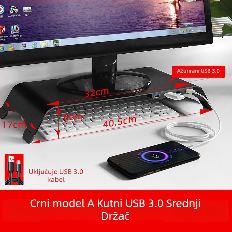 Libor aluminijska legura stolni podizač za laptop i monitor, kompatibilan s YZ62, težina 1250 g