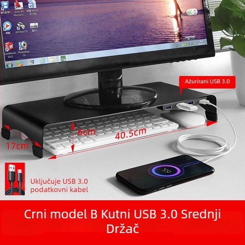 Libor aluminijska legura stolni podizač za laptop i monitor, kompatibilan s YZ62, težina 1250 g