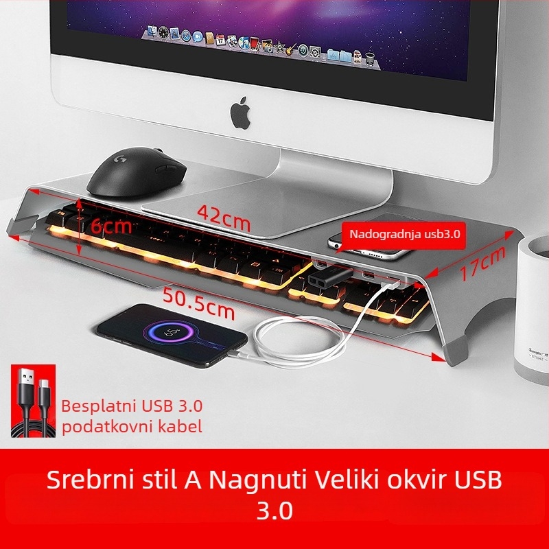 Libor aluminijska legura stolni podizač za laptop i monitor, kompatibilan s YZ62, težina 1250 g