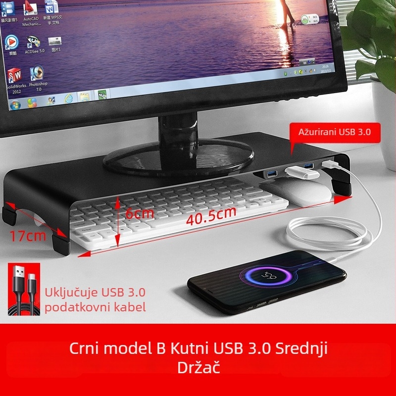 Libor aluminijska legura stolni podizač za laptop i monitor, kompatibilan s YZ62, težina 1250 g