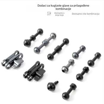 Aluminijski univerzalni nosač s kugličnom glavom od 17 mm – kompatibilan s mobitelima, akcijskim kamerama, bezzrcalnim kamerama i tabletima – višenamjenski