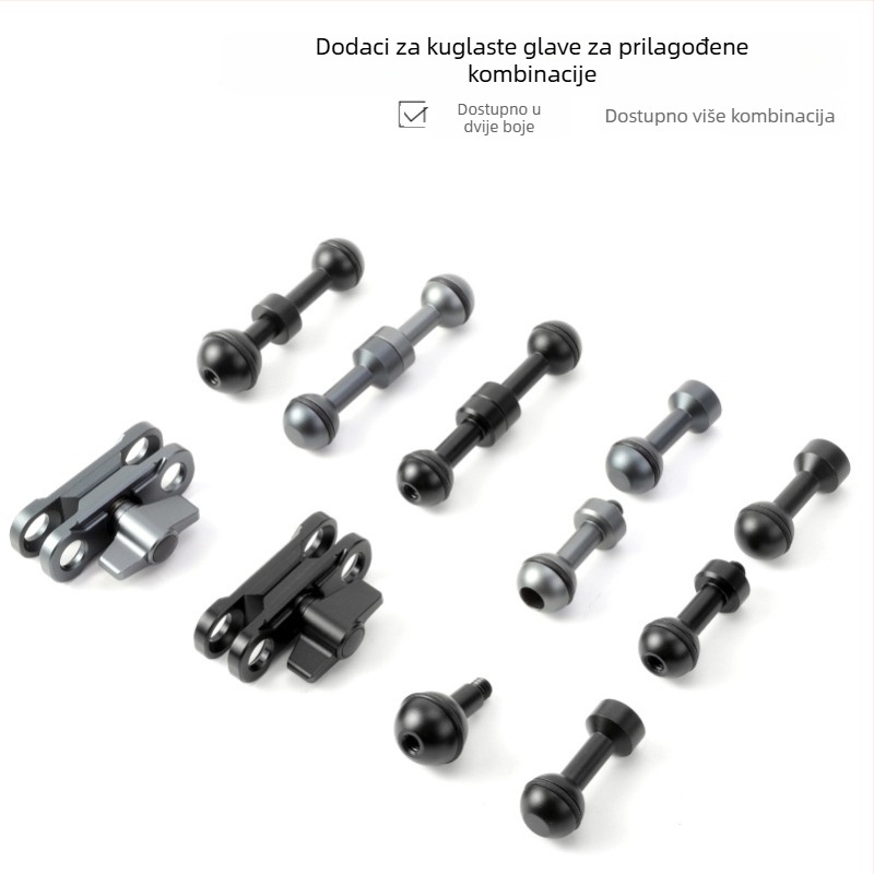 Aluminijski univerzalni nosač s kugličnom glavom od 17 mm – kompatibilan s mobitelima, akcijskim kamerama, bezzrcalnim kamerama i tabletima – višenamjenski