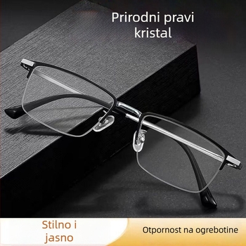 Set naočala za čitanje bez okvira, leće od stakla, okvir od titanijske legure i memorijskog metala, za odrasle s kvadratnim licem, proljeće 2024