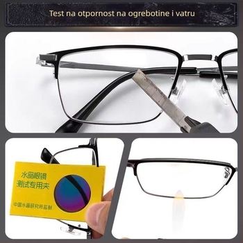 Set naočala za čitanje bez okvira, leće od stakla, okvir od titanijske legure i memorijskog metala, za odrasle s kvadratnim licem, proljeće 2024