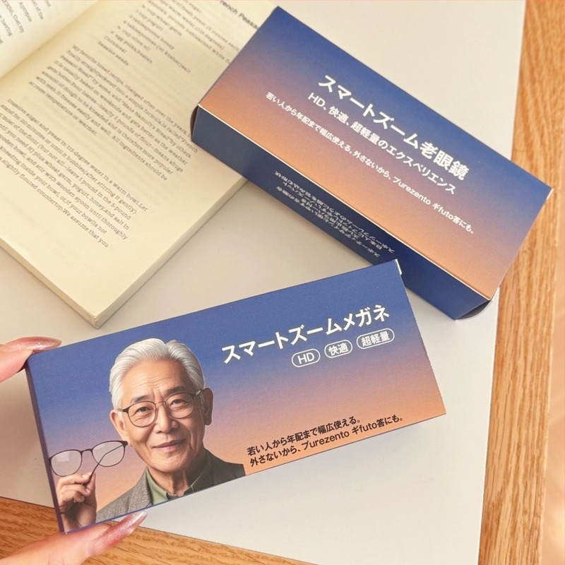 Japanski stil presbiopijske naočale s prilagodljivim dioptrijama 50–250D, kružni plastični okvir, akrilne leće