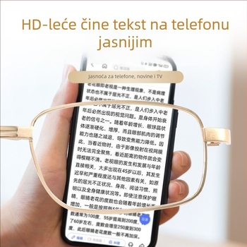 Sklopive naočale za čitanje s optičkim staklom, puni okvir, ovalni okvir, aluminij-magnijev spoj, za starije osobe