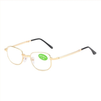 Sklopive naočale za čitanje s staklenim lećama, puni okvir, kvadratni oblik, metalno-plastični okvir