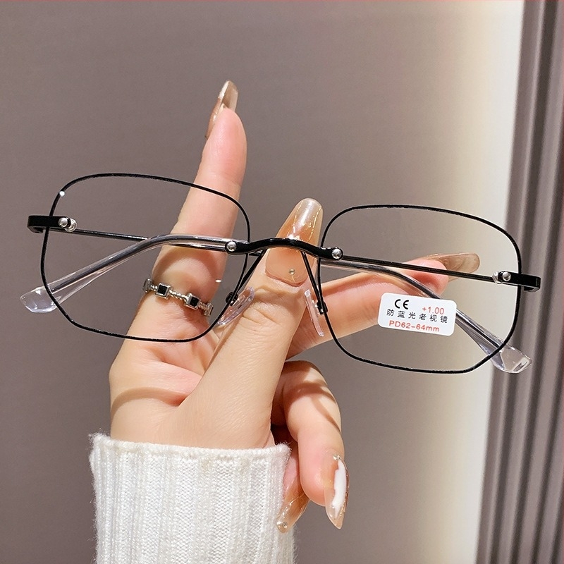 Čitačke naočale za starije osobe - zaštita od plavog svjetla, PC leće, kompletan okvir, okvir od plastike i metala, okrugli okvir