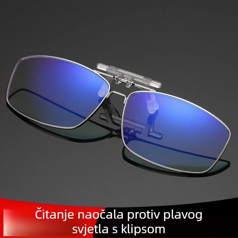 Klip-on naočale za čitanje za muškarce i žene, s preklopnim mehanizmom, ultra lagane, protiv plavog svjetla, za presbiopiju i miopiju, zaštita očiju