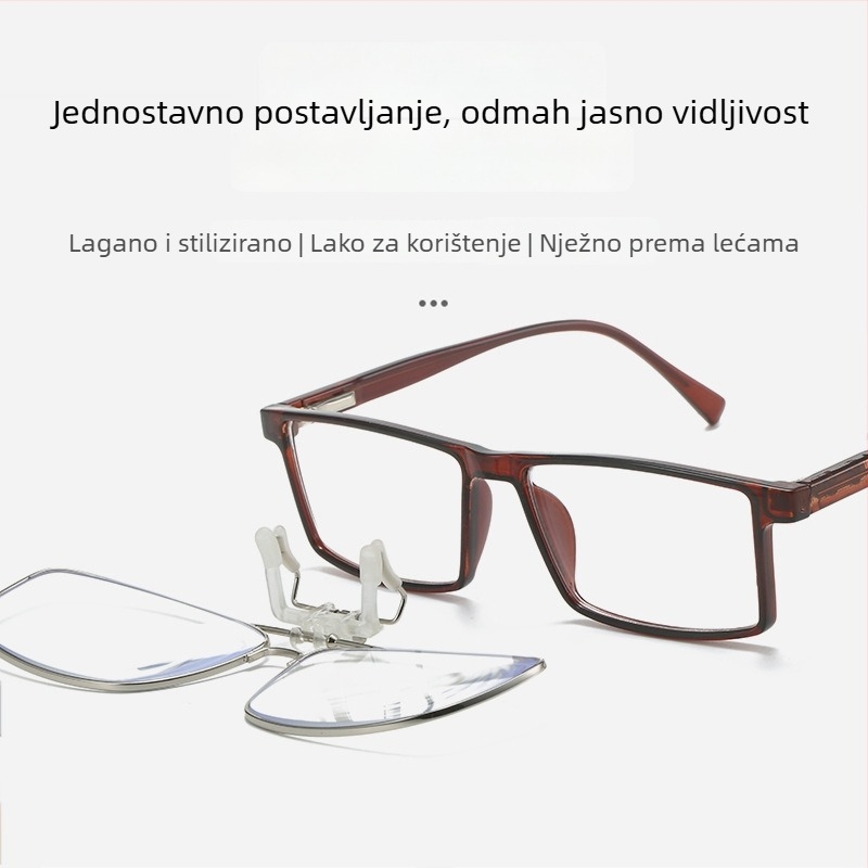 Klip-on naočale za čitanje za muškarce i žene, s preklopnim mehanizmom, ultra lagane, protiv plavog svjetla, za presbiopiju i miopiju, zaštita očiju