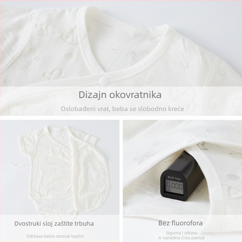 Bebi kombinezon s kratkim rukavima, ljetni tanki pamuk, za novorođenčad, trokutasti dizajn