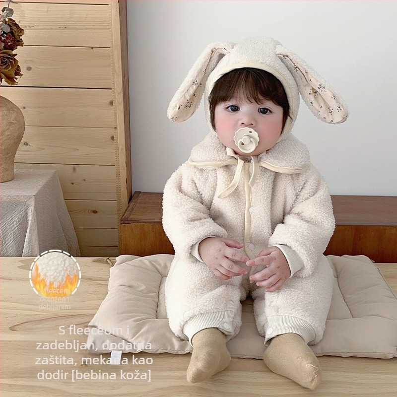 Kombinezon za bebe i djecu, velur tkanina, smjesa poliestera, debeli, dugi rukav, bez kapulje, unisex, zimi