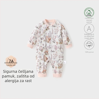 Dječji pamučni kombinezon za djevojčice, dugi rukav, dijagonalno kopčanje, 100% pamuk, proljeće i jesen
