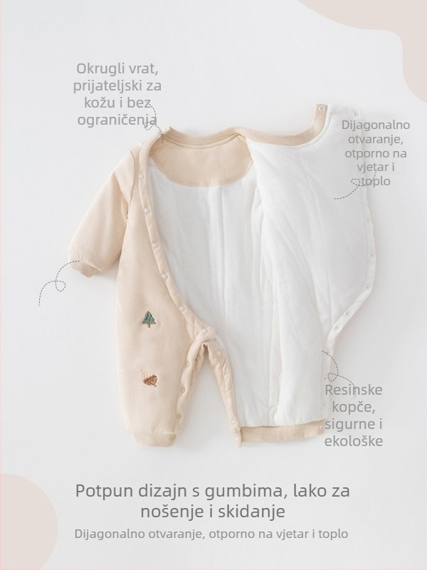 Dječji podstavljeni pamučni kombinezon, unisex, za novorođenčad, 100% pamuk