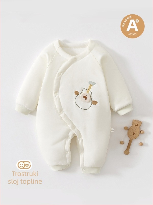 Pamukasti bebin romper, novorođenče, unisex, dugi rukavi, debeli materijal