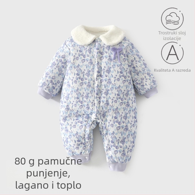 Dječji overal od 100% pamuka, zimskog debljine, dugi rukavi, za novorođenčicu (0–1 godina)