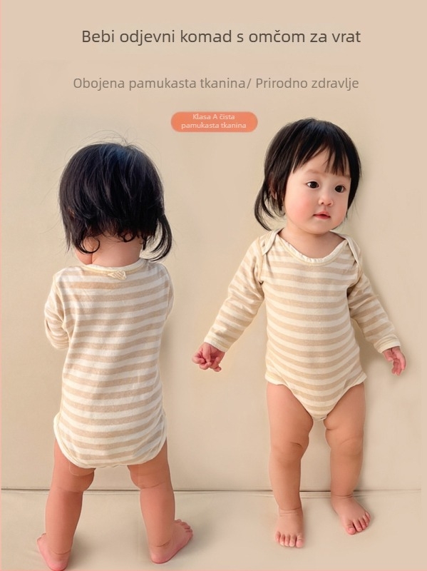 Novorođeni pamučni pleteni romper s dugim rukavima, pulover stil, proljeće i jesen, 100% pamuk.