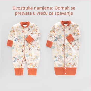 Pamučni dječji romper s dugim rukavima, kineski stil, prednje zatvaranje, za uzrast 1–3 godine