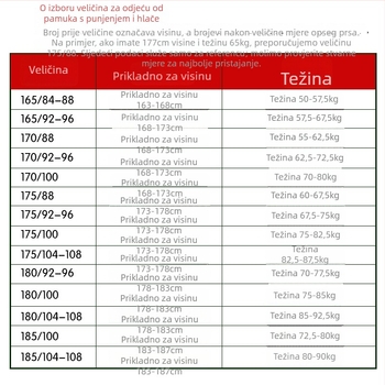 Muški pamučni jakna i hlače set, dvostruko kopčanje, stojeći ovratnik, debela podstava, bez kapuljače, 100% poliester.