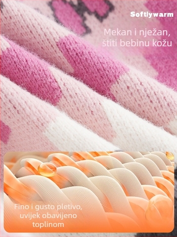 Djevojčice pleteni džemper s debelim vunenim uzorkom Fair Isle, dugi rukav, okrugli izrez, zimski osnovni top