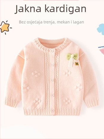 Dječji pleteni džemper za djevojčice – sladak stil, pamuk 95%, okrugli ovratnik, za dojenčad i malu djecu