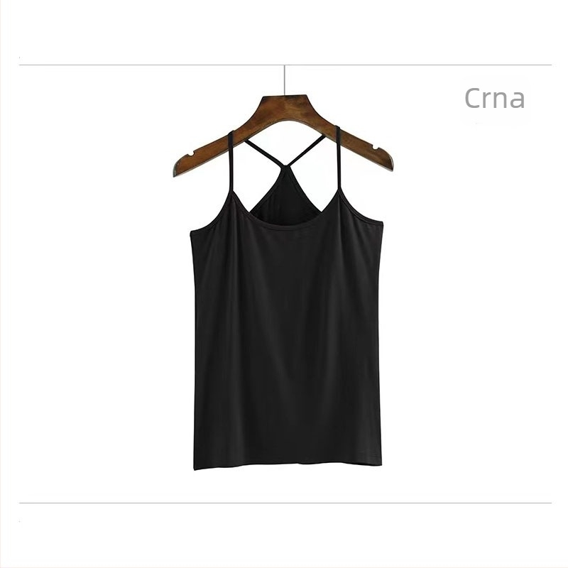 Ženski top s tankim naramenicama, slim fit, ljeto 2025, crno-bijeli, od viskoze