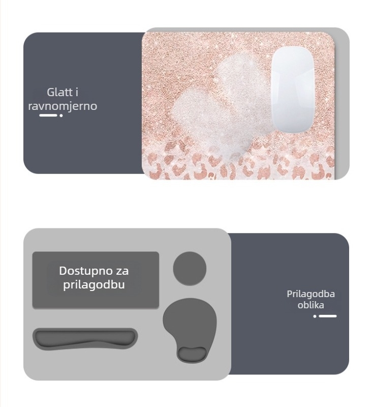 Desk mat s podrškom za zglob – prirodna guma, jednostrana, toplinski prijenos, esports stil