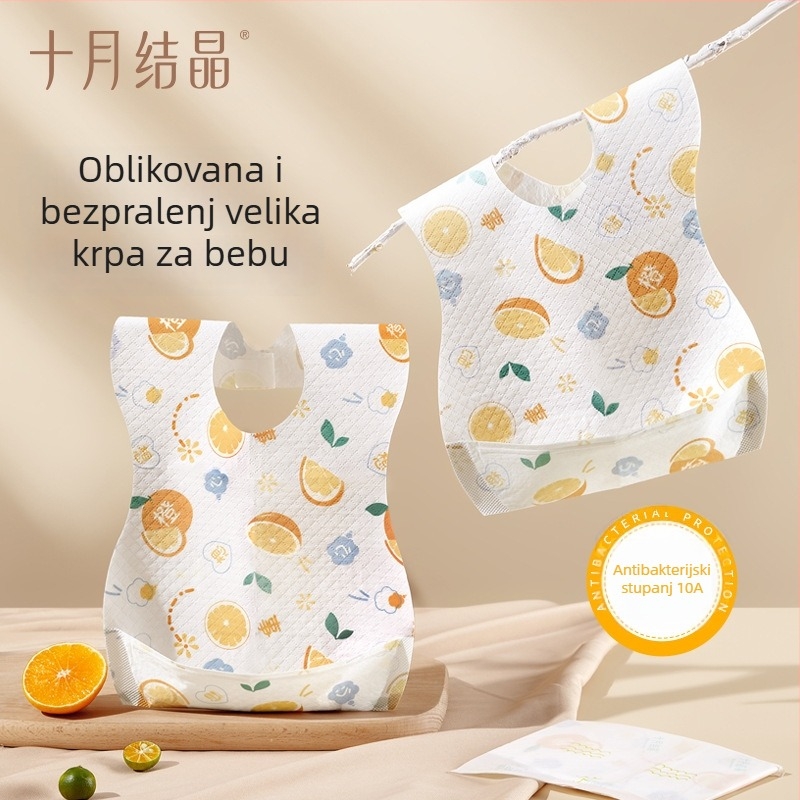 October Crystal Jednokratna dječja pregača – Vodootporna pregača za hranjenje beba i male djece (1–3 godine) – Unisex, izrađena od netkanih materijala i PE folije