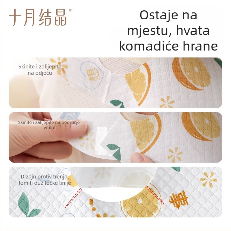 October Crystal Jednokratna dječja pregača – Vodootporna pregača za hranjenje beba i male djece (1–3 godine) – Unisex, izrađena od netkanih materijala i PE folije