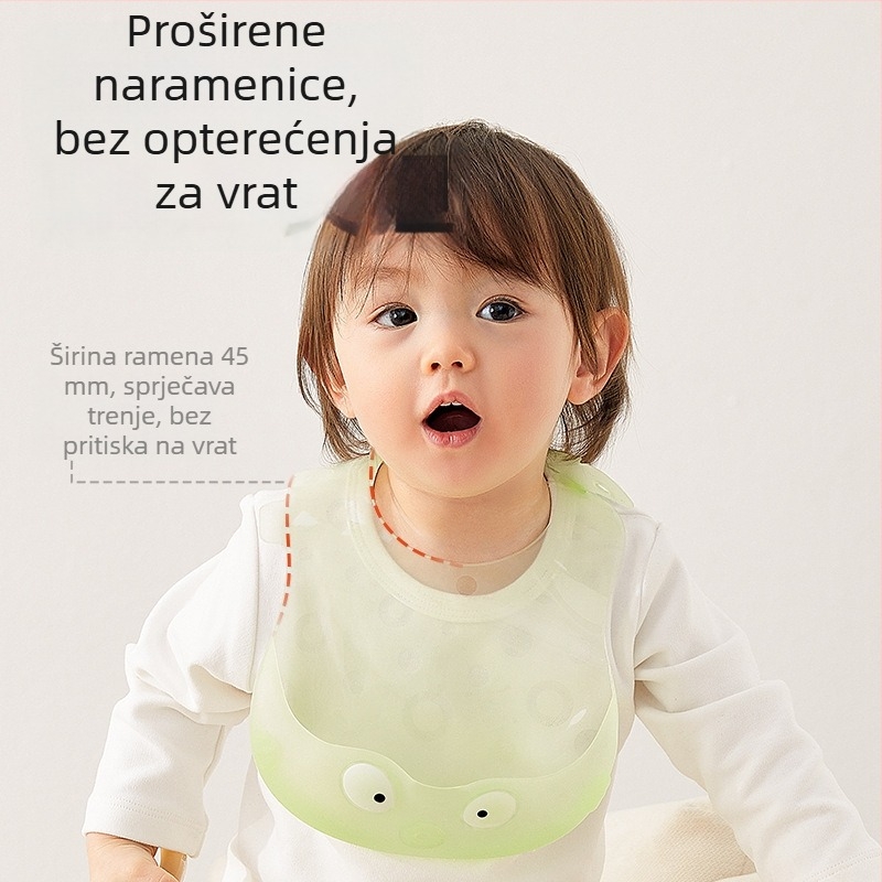 Silikonski vodootporni dječji hranilni bib, višekratno upotrebljiv, za uzrast 0–3 godine, unisex, protiv prljavštine
