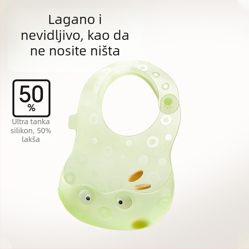 Silikonski vodootporni dječji hranilni bib, višekratno upotrebljiv, za uzrast 0–3 godine, unisex, protiv prljavštine