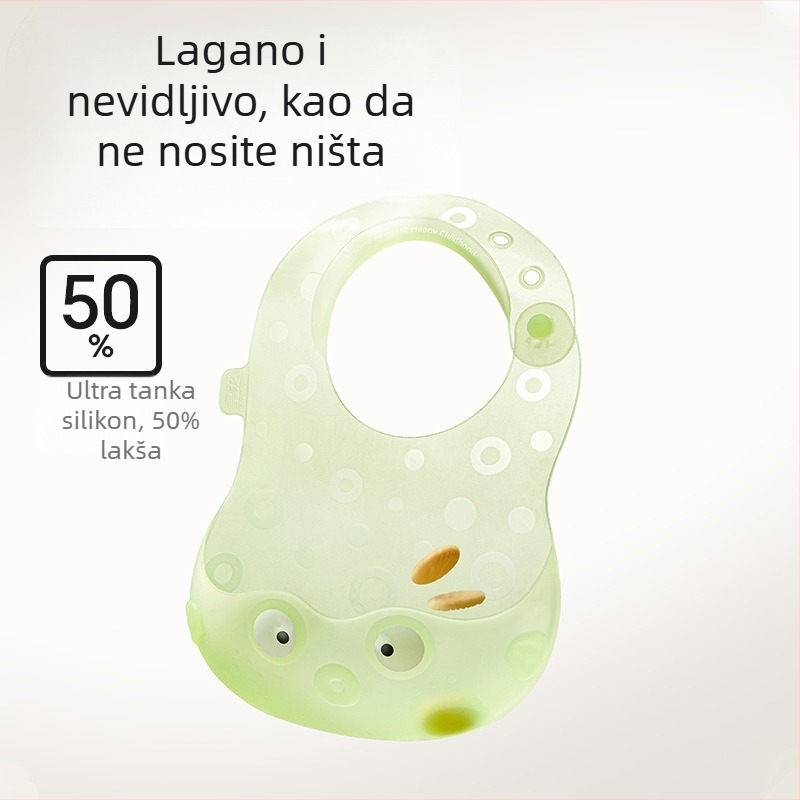 Silikonski vodootporni dječji hranilni bib, višekratno upotrebljiv, za uzrast 0–3 godine, unisex, protiv prljavštine