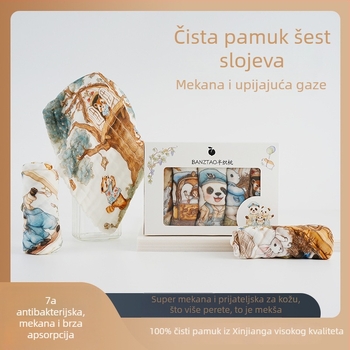 Ručnik za slinice za bebe i djecu, čisti pamuk preko 95%, gazasta tkanina, crtani motiv, visoka apsorpcija, za djecu 3–8 godina