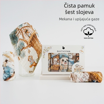 Ručnik za slinice za bebe i djecu, čisti pamuk preko 95%, gazasta tkanina, crtani motiv, visoka apsorpcija, za djecu 3–8 godina
