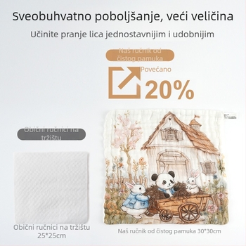 Ručnik za slinice za bebe i djecu, čisti pamuk preko 95%, gazasta tkanina, crtani motiv, visoka apsorpcija, za djecu 3–8 godina
