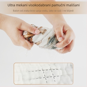 Ručnik za slinice za bebe i djecu, čisti pamuk preko 95%, gazasta tkanina, crtani motiv, visoka apsorpcija, za djecu 3–8 godina