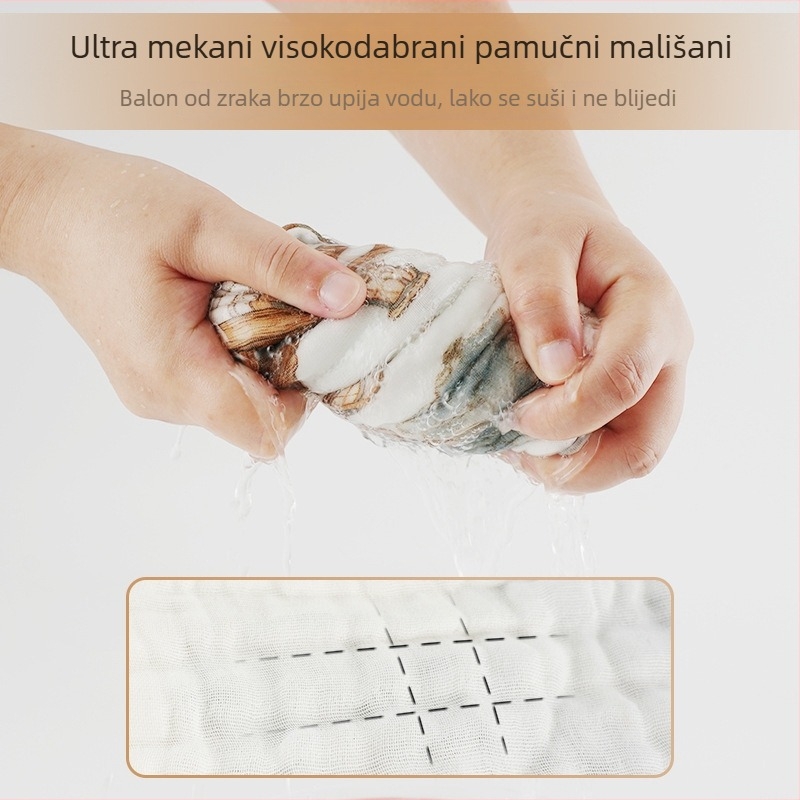 Ručnik za slinice za bebe i djecu, čisti pamuk preko 95%, gazasta tkanina, crtani motiv, visoka apsorpcija, za djecu 3–8 godina