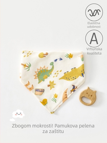 Dječji ubrus od 100% pamuka, tip A, trokutasti oblik, karikaturni uzorak, upija, za novorođenčad i djecu do 3 godine
