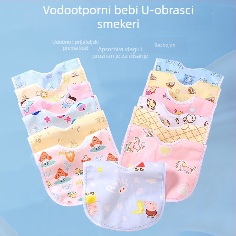 Dječji pamučni vodootporni bib s kopčom, U-oblik za hranjenje