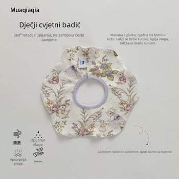 Baveta za novorođenče za pljuvanje, vodootporna, rotirajuća, pamuk, model 4YQP088 (materijal: pamuk; sigurnost: klasa A; dob: 1-3 godine)